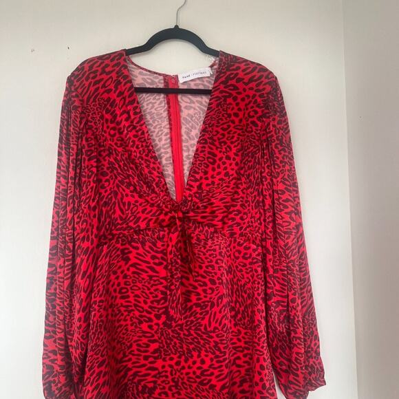 NWOT Fame & Partners Red Leopard Print Long Sleeve Mini Dress - Picture 2 of 8